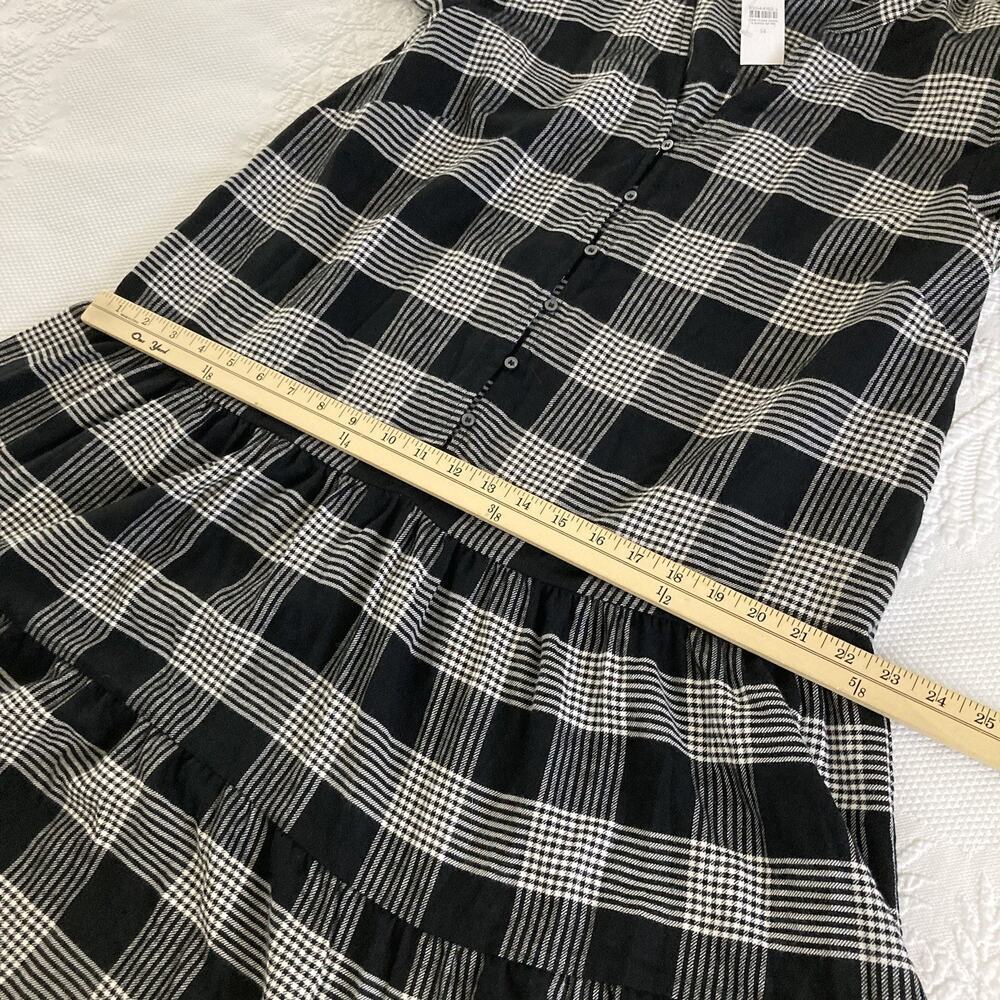 NWT LOFT Women's Plaid Puff Sleeve Swing Dress Drop waist Black Size 14 - Picture 10 of 13